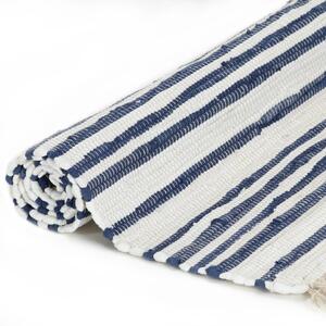 VidaXL Ručno tkani tepih Chindi od pamuka 120 x 170 cm plavo-bijeli
