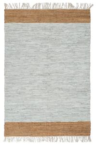 VidaXL Ručno tkani tepih Chindi od kože 80x160 cm svjetlosivi i smeđi