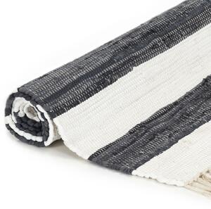 VidaXL Ručno tkani tepih Chindi od pamuka 120 x 170 cm antracit-bijeli