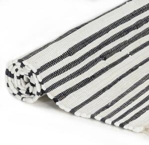 VidaXL Ručno tkani tepih Chindi od pamuka 80 x 160 cm antracit-bijeli