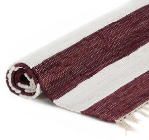 VidaXL Ručno tkani tepih Chindi od pamuka 160 x 230 cm bordo-bijeli