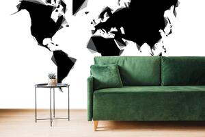 Tapeta apstraktni zemljovid svijeta u crno-bijelom dizajnu