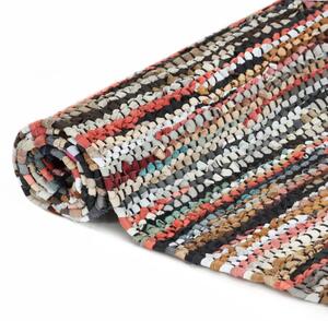 VidaXL Ručno tkani tepih Chindi od kože 80 x 160 cm raznobojni