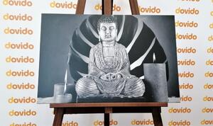 Slika Buddha s opuštajućom mrtvom prirodom u crno-bijelom dizajnu