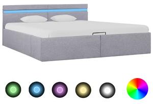 VidaXL Hidraulični okvir za krevet LED svjetlosivi tkanina 160x200 cm