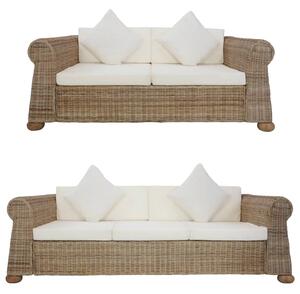 VidaXL 2-dijelni set sofa od prirodnog ratana s jastucima