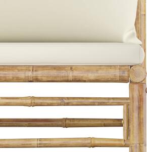 6-dijelna vrtna garnitura od bambusa s krem bijelim jastucima