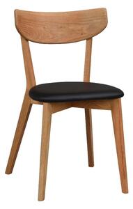 Blagovaona stolica od smeđe hrastovine s crnim Rowico Ami sjedalom