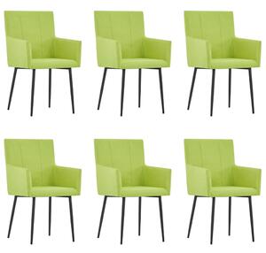 VidaXL Blagovaonske stolice s naslonima za ruke 6 kom zelene tkanina