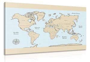 Slika zemljovid svijeta s bež obrubom