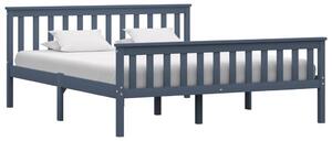 VidaXL Okvir za krevet od masivne borovine sivi 160 x 200 cm