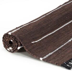 VidaXL Ručno tkani tepih Chindi od pamuka 80 x 160 cm smeđi
