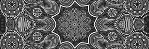 Slika indijska Mandala s cvjetnim uzorkom u crno-bijelom dizajnu