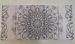 5-dijelna slika apstraktna cvjetna Mandala u crno-bijelom dizajnu