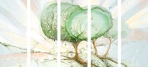 5-dijelna slika bajkovita pastelna stabla
