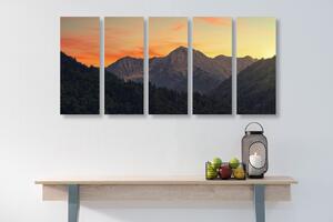 5-dijelna slika zalazak sunca u planinama