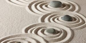 Slika Zen kamenje u pješčanim krugovima