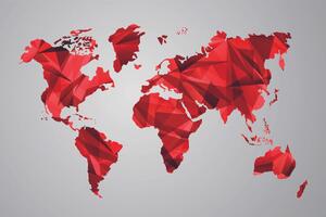 Tapeta crveni zemljovid svijeta u dizajnu vektorske grafike