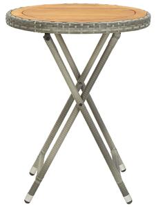 VidaXL Stolić za čaj sivi 60 cm poliratana masivno bagremovo drvo