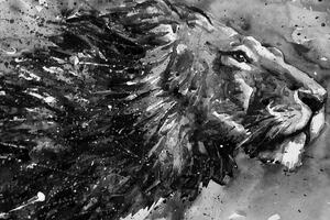 Slika kralj životinja u crno-bijelom akvarelu
