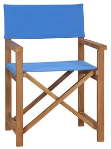 VidaXL Redateljska stolica od masivne tikovine plava