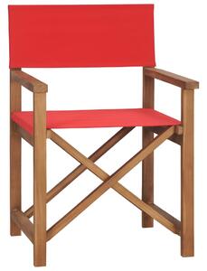 VidaXL Redateljska stolica od masivne tikovine crvena