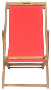 VidaXL Sklopiva stolica za plažu od masivne tikovine crvena