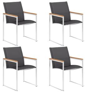 VidaXL Vrtne stolice 4 kom od tekstilena i nehrđajućeg čelika sive
