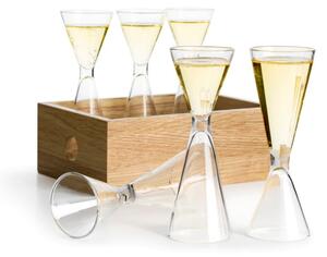 Set s 6 ručno puhanih čaša za žestoka alkoholna pića i hrastovom kutijom Sagaform Schnapps