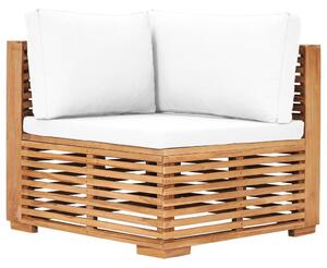 VidaXL Vrtna kutna sofa s krem jastukom od masivne tikovine