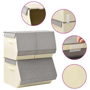 VidaXL 3-dijelni set složivih kutija za pohranu od tkanine sivi i krem