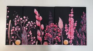 5-dijelna slika varijacije trave u ružičastoj boji