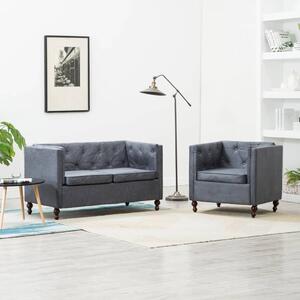 VidaXL 2-dijelni set sofa Chesterfield s presvlakom od tkanine sivi