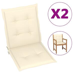 VidaXL Jastuci za vrtne stolice 2 kom krem 100 x 50 x 3 cm