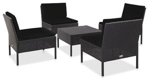 VidaXL 5-dijelni set vrtnih sofa od poliratana s jastucima crni