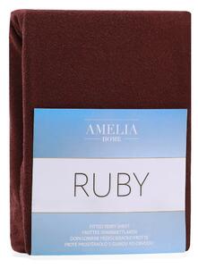 Tamnosmeđa plahta s gumicom s visokim udjelom pamuka AmeliaHome Ruby, 120/140 x 200 cm