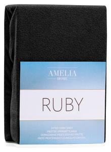 Crna plahta s gumicom s visokim udjelom pamuka AmeliaHome Ruby, 160/180 x 200 cm