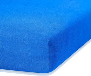 Plava plahta s gumicom s visokim udjelom pamuka AmeliaHome Ruby, 140/160 x 200 cm