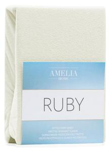 Krem-bijela plahta s gumicom s visokim udjelom pamuka AmeliaHome Ruby, 80/90 x 200 cm