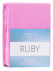 Ružičasta plahta s gumicom s visokim udjelom pamuka AmeliaHome Ruby, 120/140 x 200 cm