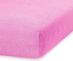 Ružičasta plahta s gumicom s visokim udjelom pamuka AmeliaHome Ruby, 120/140 x 200 cm