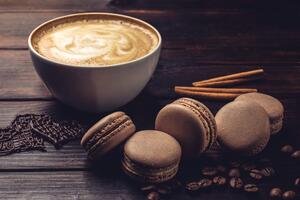 Slika kava s čokoladnim makronima
