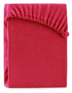Bordo-crvena plahta s gumicom s visokim udjelom pamuka AmeliaHome Ruby, 100/120 x 200 cm