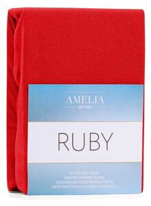 Crvena plahta s gumicom s visokim udjelom pamuka AmeliaHome Ruby, 80/90 x 200 cm