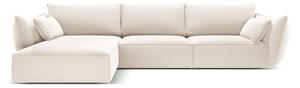Bež baršunasti kutna garnitura (s lijevim kutom/s ležaljkom) Vanda – Mazzini Sofas