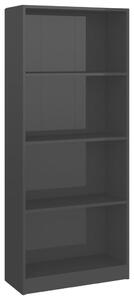 VidaXL Ormarić za knjige s 4 razine sjajni crni 60x24x142 cm iverica