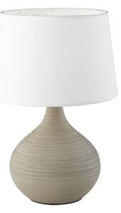Bijelo-smeđa stolna svjetiljka od keramike i tkanine Trio Martin, visina 29 cm