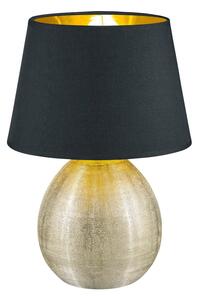 Crna stolna svjetiljka od keramike i tkanine Trio Luxor, visina 35 cm