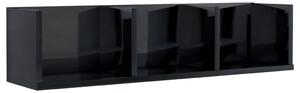 VidaXL Zidna polica za CD-ove visoki sjaj crna 75 x 18 x 18 cm iverica