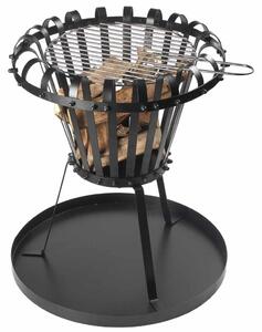 Perel košara za vatru s posudom za pepeo okrugla crna BB650